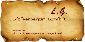 Lövenberger Girót névjegykártya